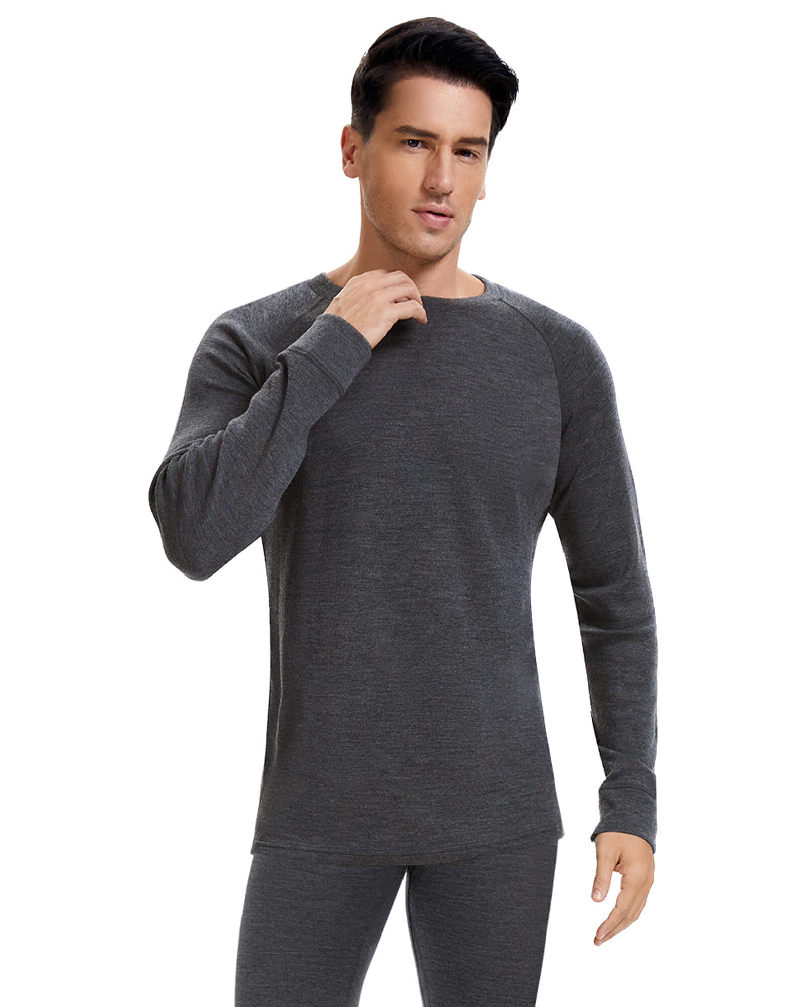 Woolcano Men’s 190 Merino Wool Base Layer Shirt Lightweight Thermal Underwear Top