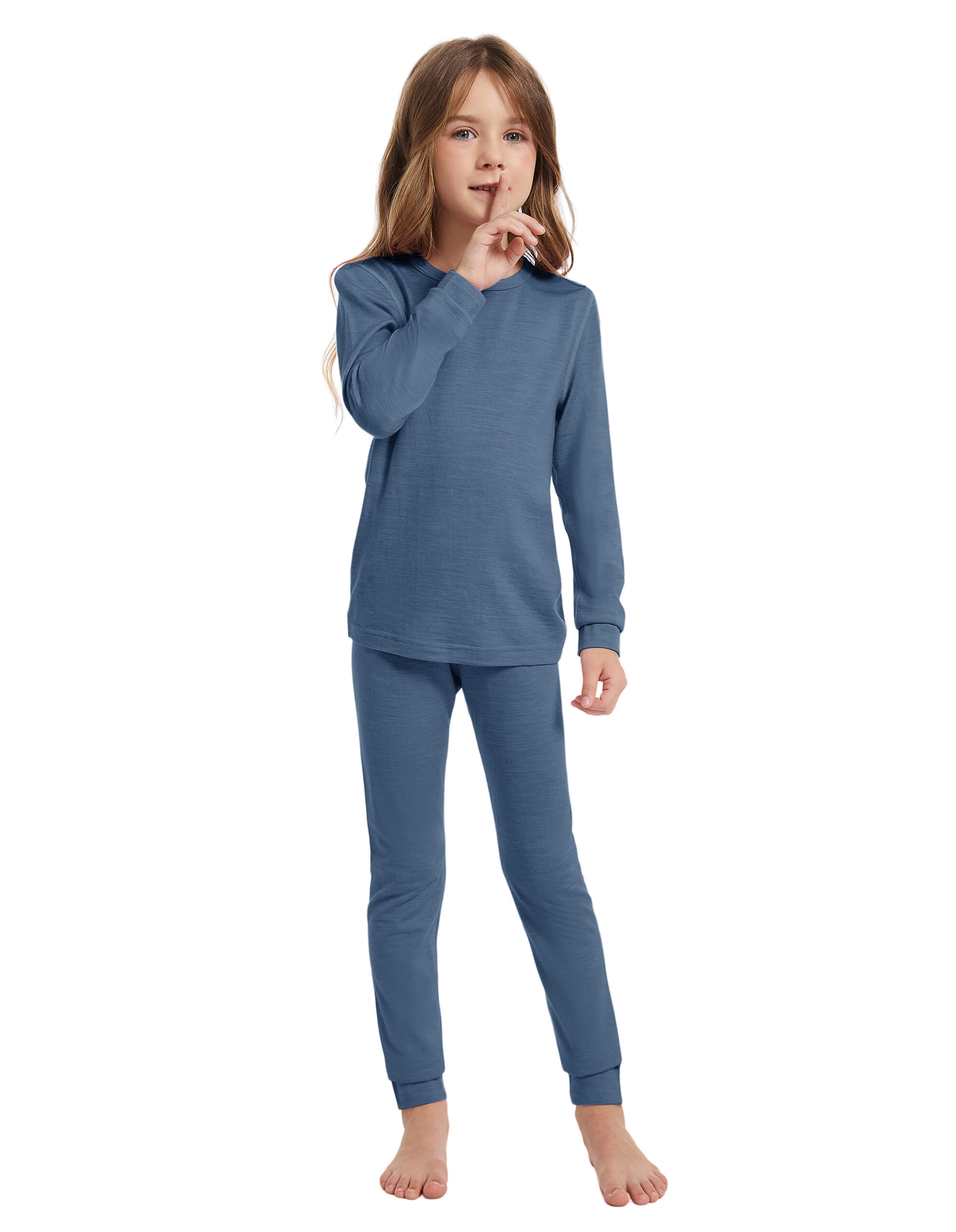 Woolcano Kids' 190 Merino Wool Unisex Base Layer Set Lightweight Thermal Underwear Set