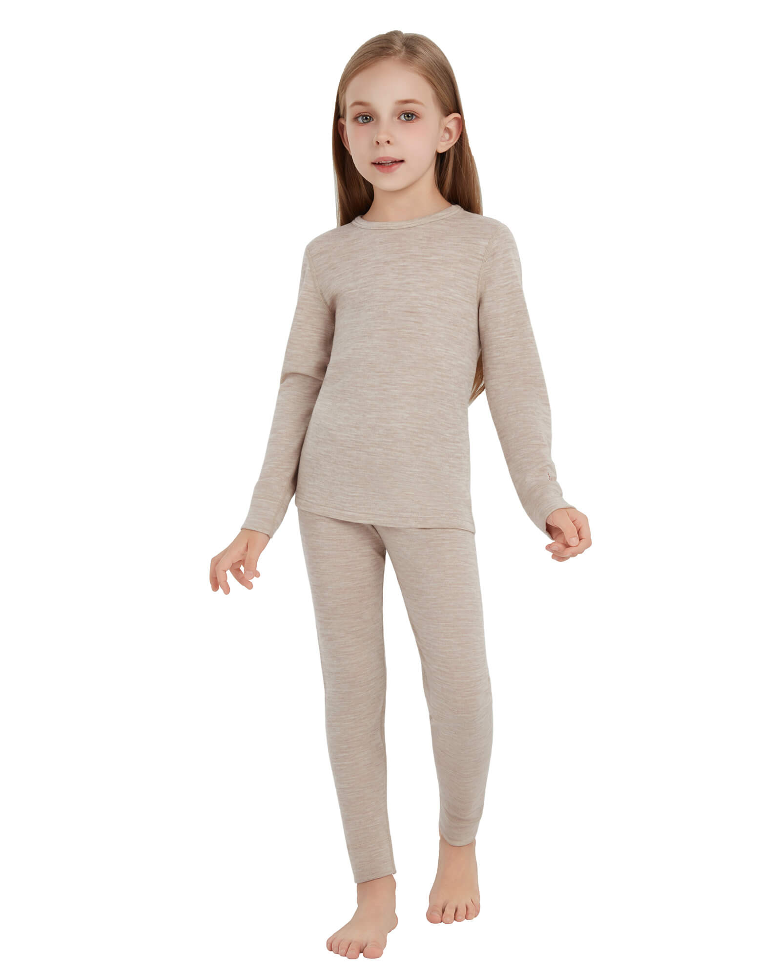 Woolcano Kid's 260 Merino Wool Unisex Base Layer Set Midweight Thermal Underwear Set