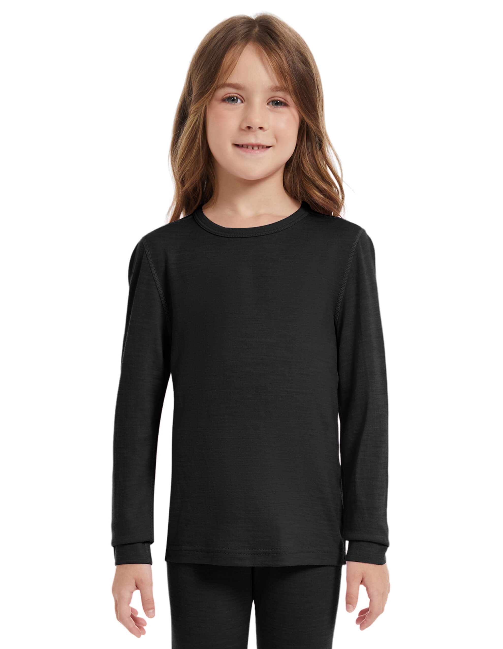 Woolcano Kid's 190 Merino Wool Unisex Base Layer Shirt Lightweight Thermal Underwear Top