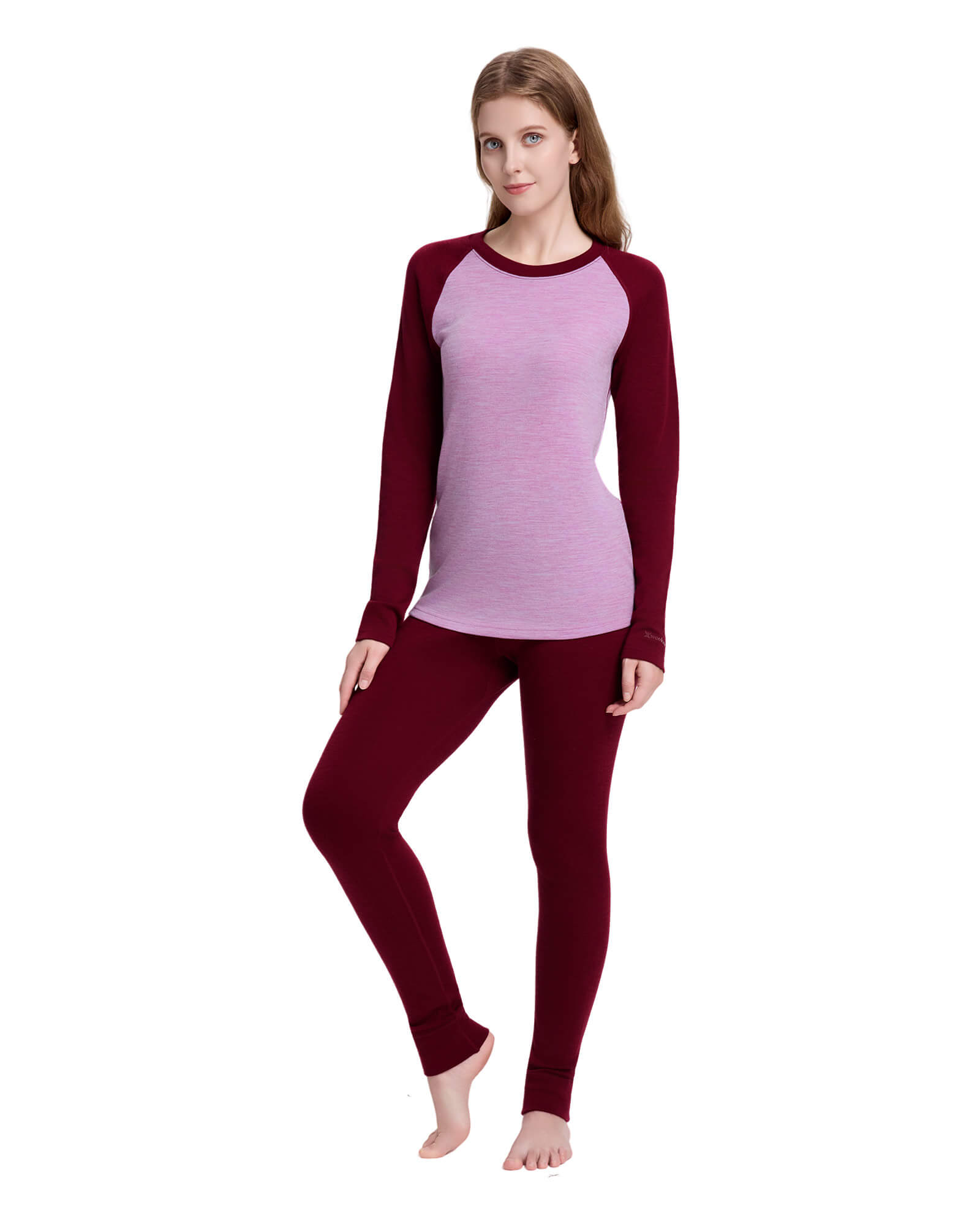Woolcano Women's 260 Merino Wool Base Layer Set Midweight Thermal Underwear Set