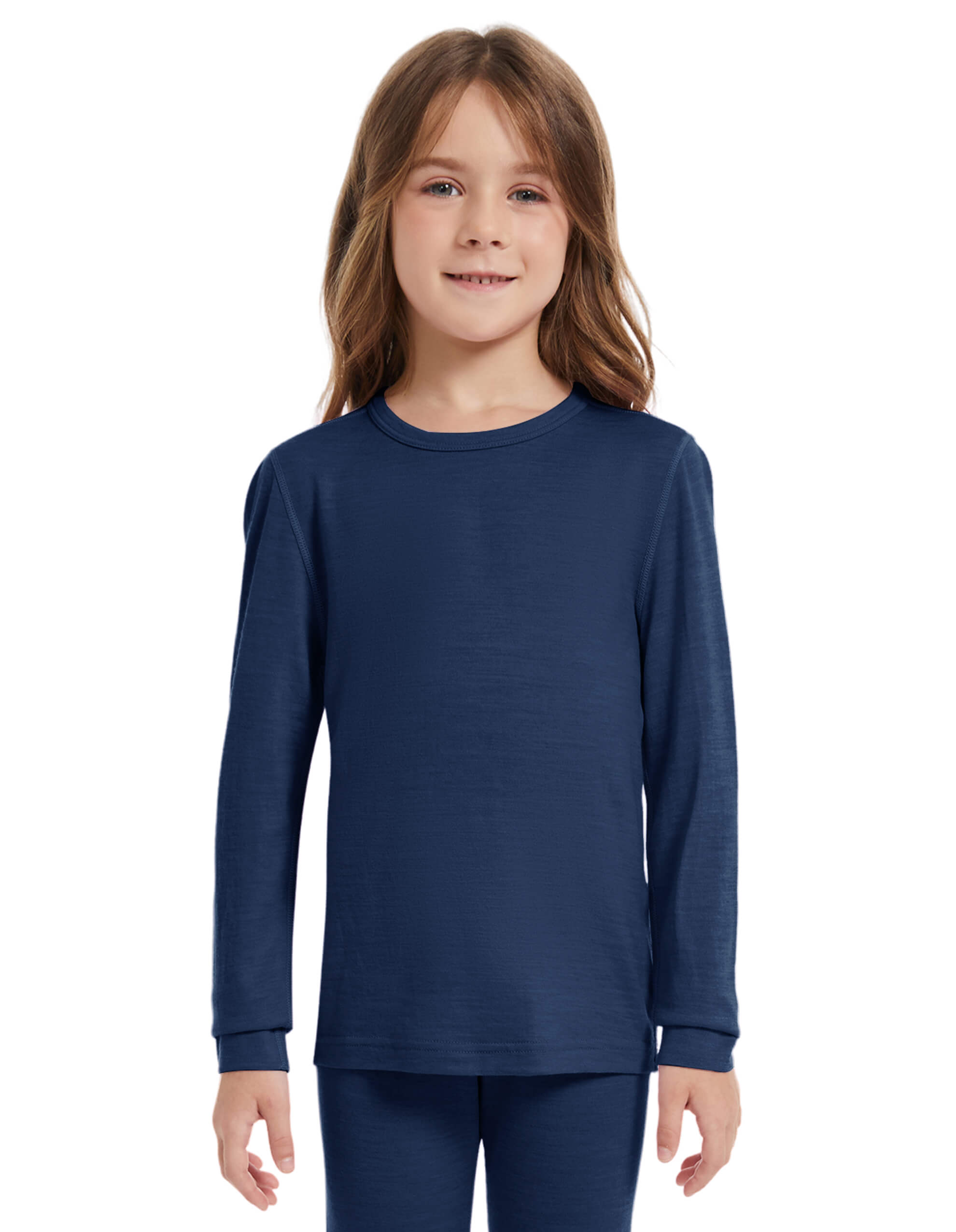 Woolcano Kid's 190 Merino Wool Unisex Base Layer Shirt Lightweight Thermal Underwear Top