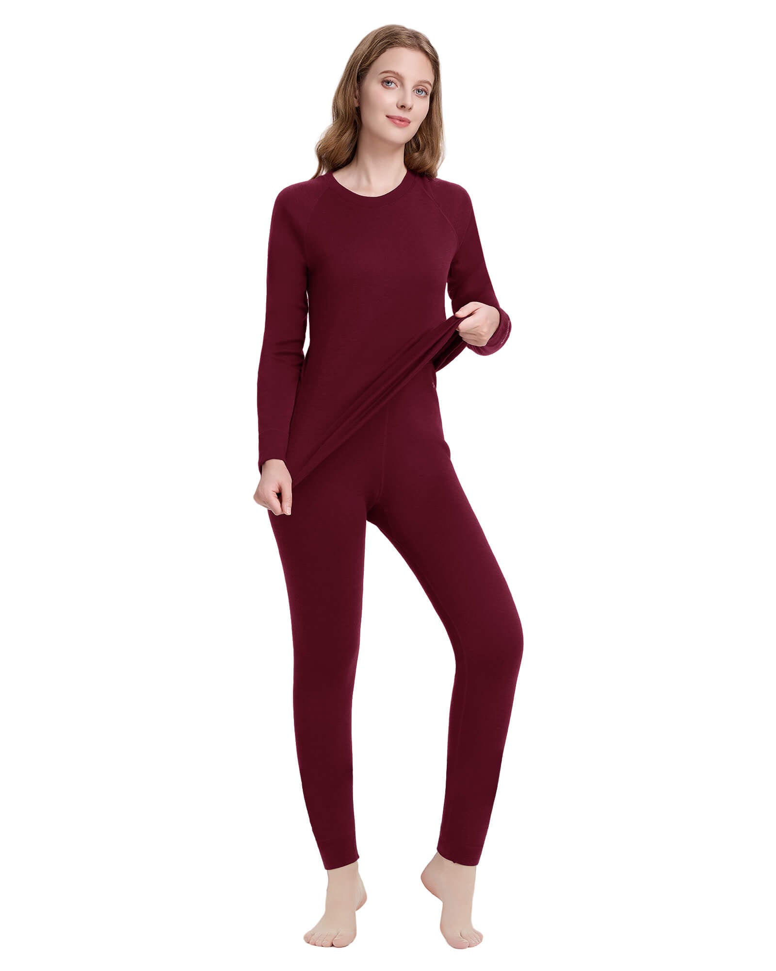Woolcano Women's 260 Merino Wool Base Layer Set Midweight Thermal Underwear Set