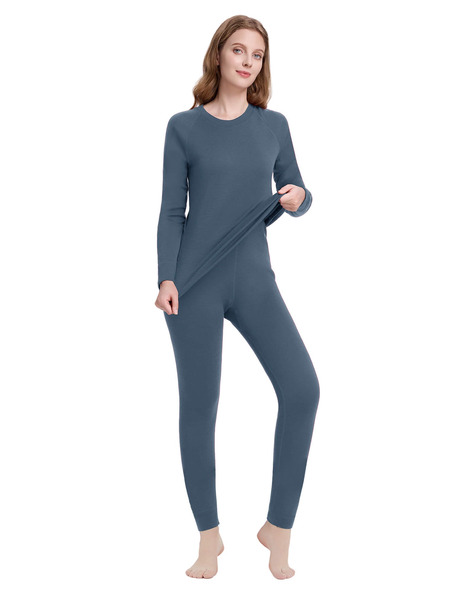 Woolcano Women's 260 Merino Wool Base Layer Set Midweight Thermal Underwear Set