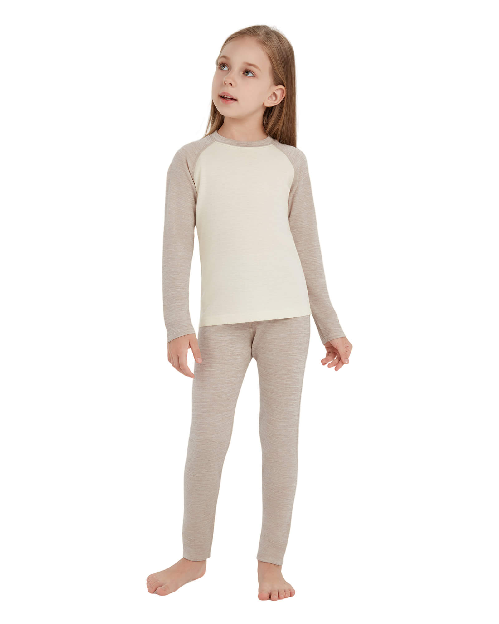 Woolcano Kid's 260 Merino Wool Unisex Base Layer Set Midweight Thermal Underwear Set