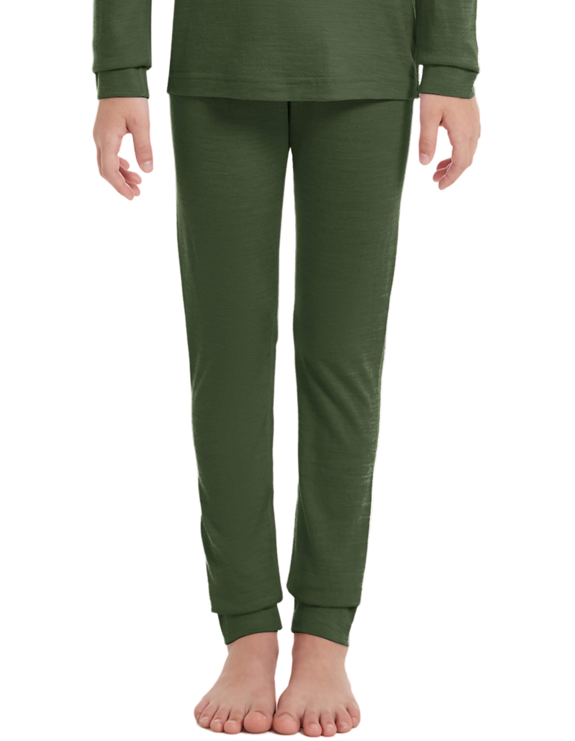 Woolcano Kid's 190 Merino Wool Unisex Base Layer Pants Lightweight Thermal Underwear Bottom