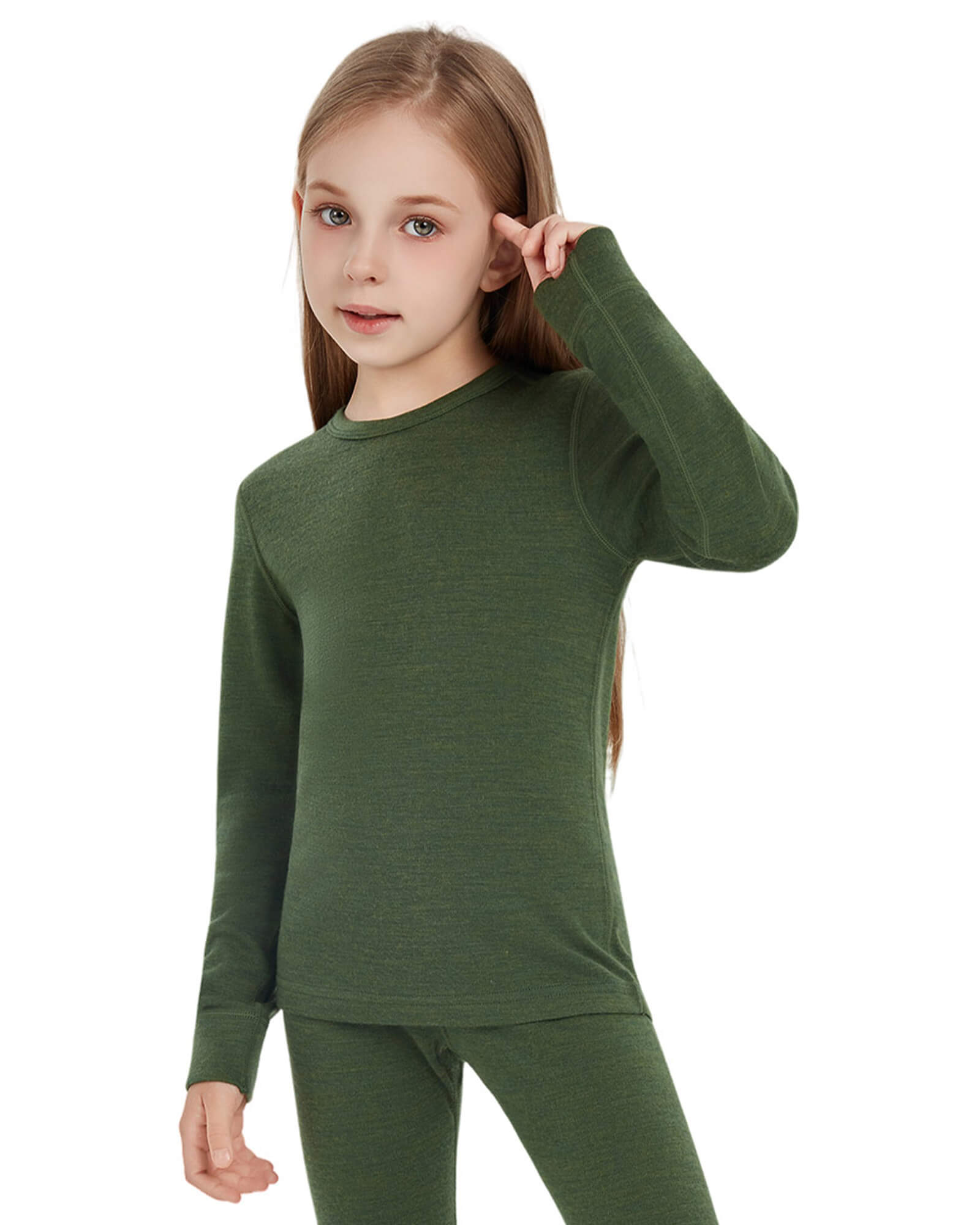 Woolcano Kid's 260 Merino Wool Unisex Base Layer Shirt Midweight Thermal Underwear Top