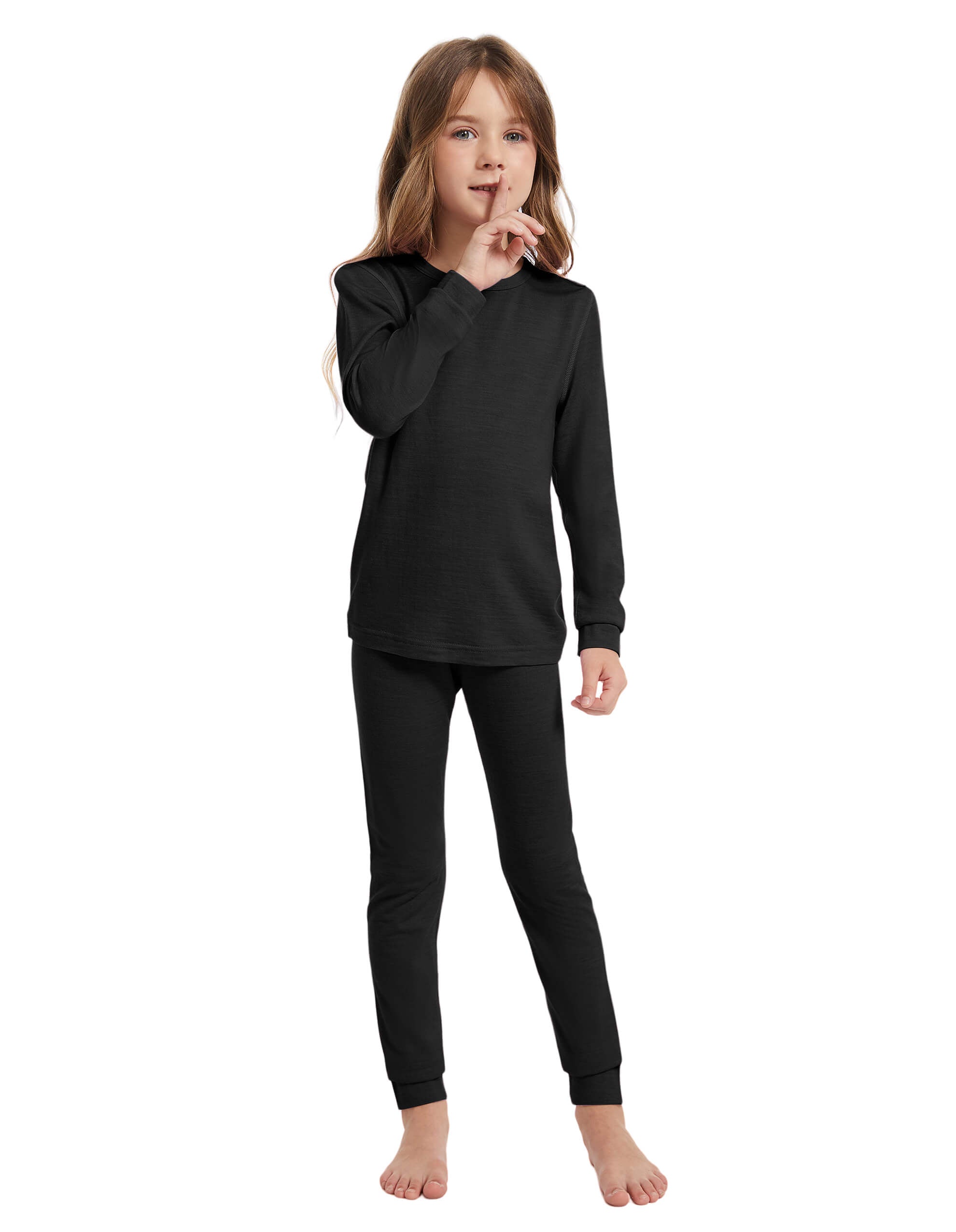 Woolcano Kids' 190 Merino Wool Unisex Base Layer Set Lightweight Thermal Underwear Set