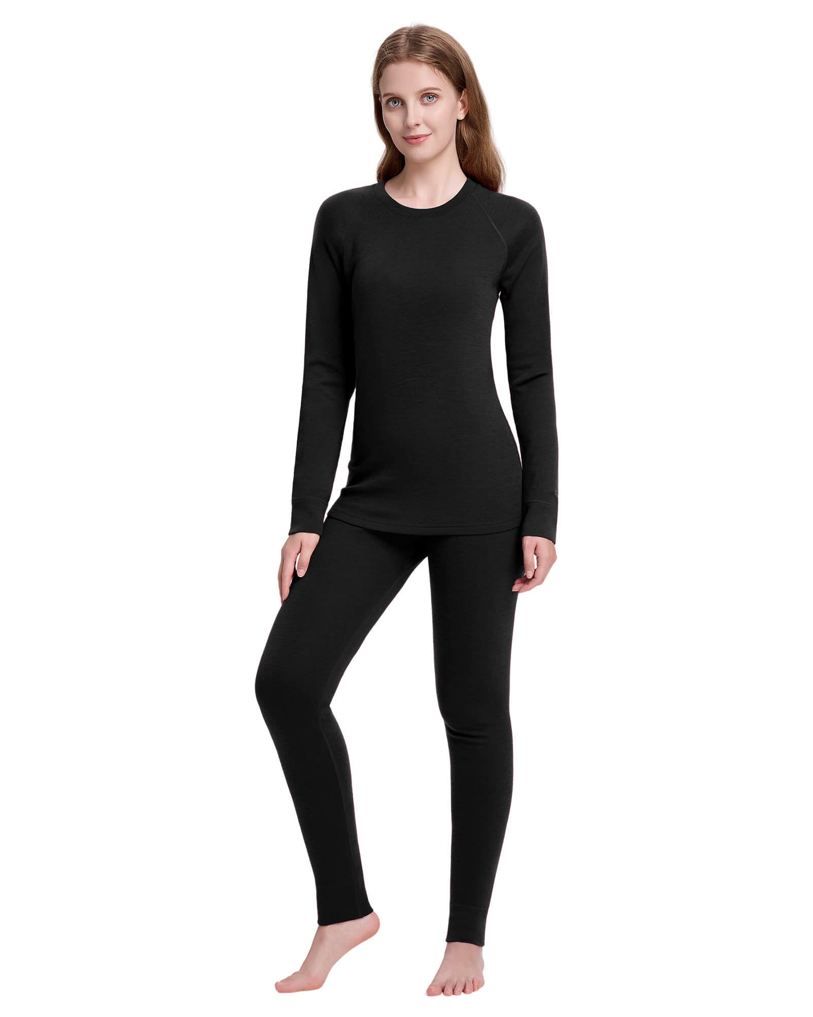 Woolcano Women's 190 Merino Wool Base Layer Set Lightweight Thermal Underwear Set
