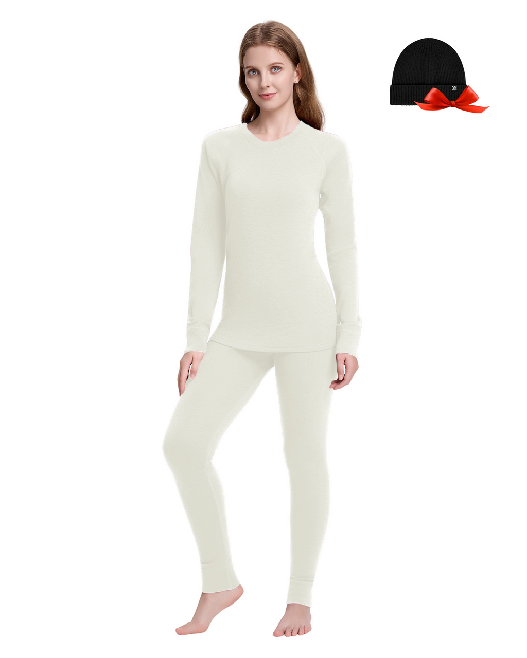 Woolcano Women's 260g Merino Wool Base Layer Set Lightweight Thermal Underwear