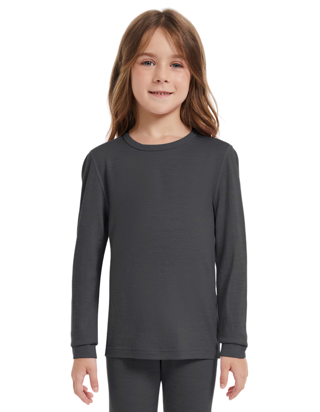 Woolcano Kid's 190 Merino Wool Unisex Base Layer Shirt Lightweight Thermal Underwear Top