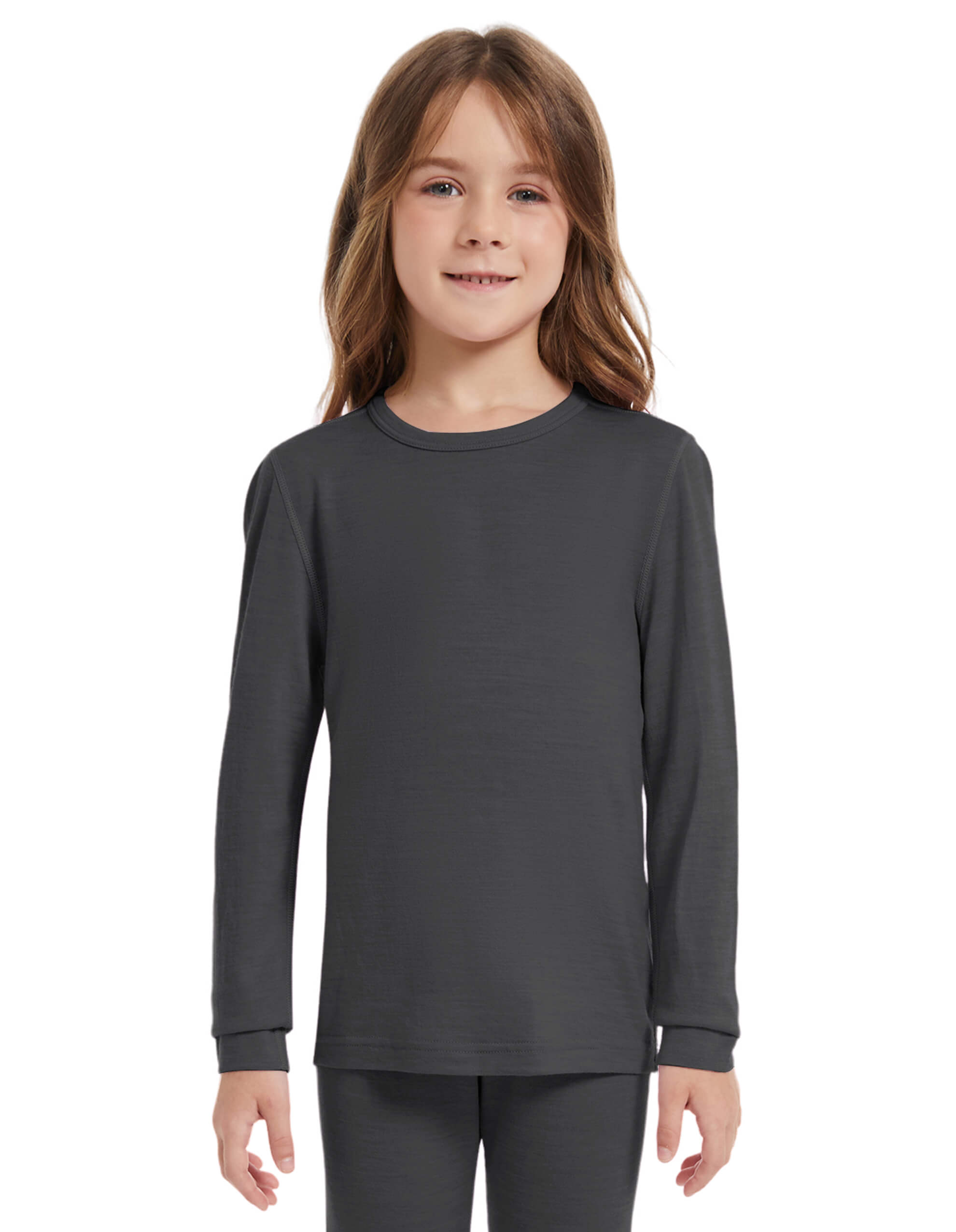 Woolcano Kid's 190 Merino Wool Unisex Base Layer Shirt Lightweight Thermal Underwear Top