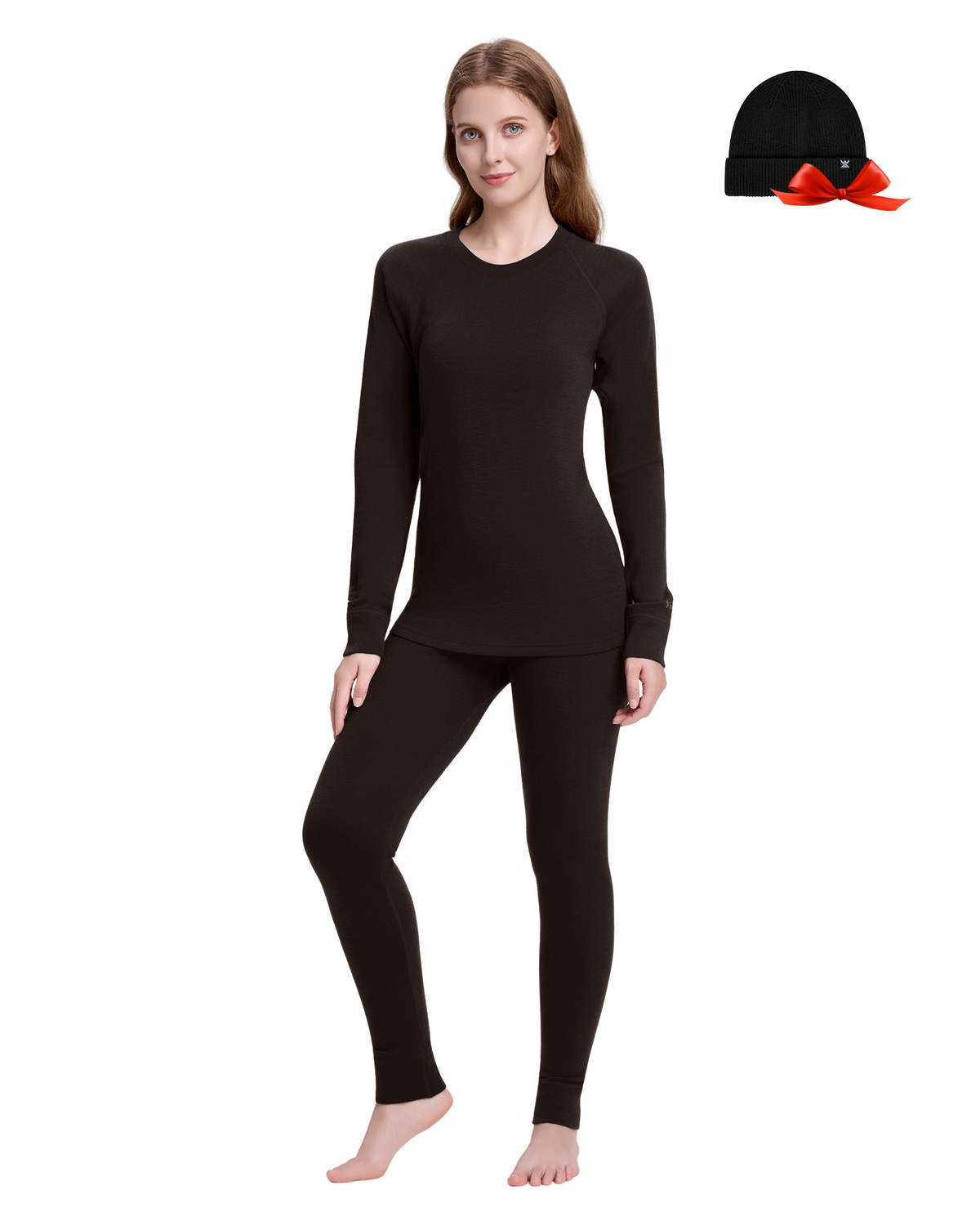 Woolcano Women's 260g Merino Wool Base Layer Set Lightweight Thermal Underwear