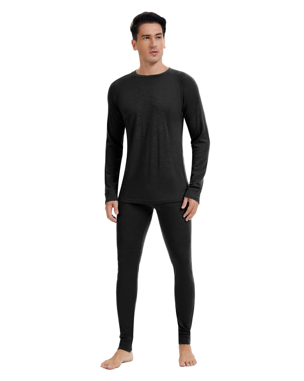 Woolcano Men’s 190 Merino Wool Base Layer Set Lightweight Thermal Underwear Set