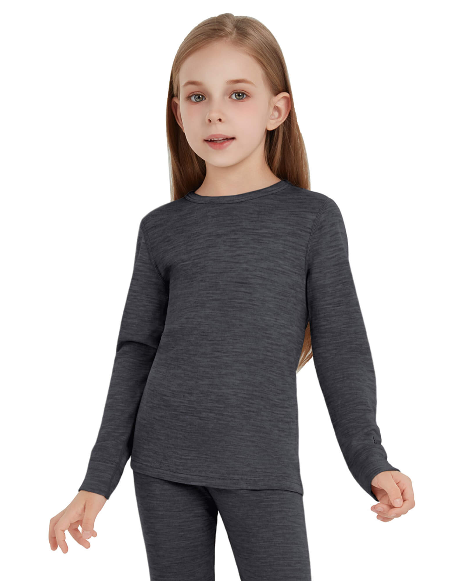 Woolcano Kid's 260 Merino Wool Unisex Base Layer Shirt Midweight Thermal Underwear Top