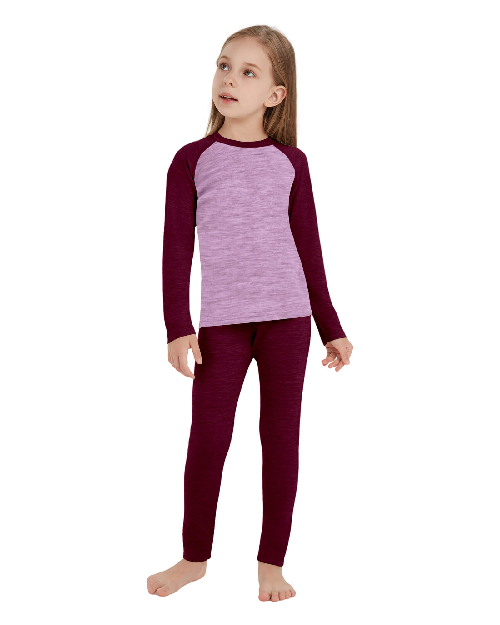 Woolcano Kid's 260 Merino Wool Unisex Base Layer Set Midweight Thermal Underwear Set