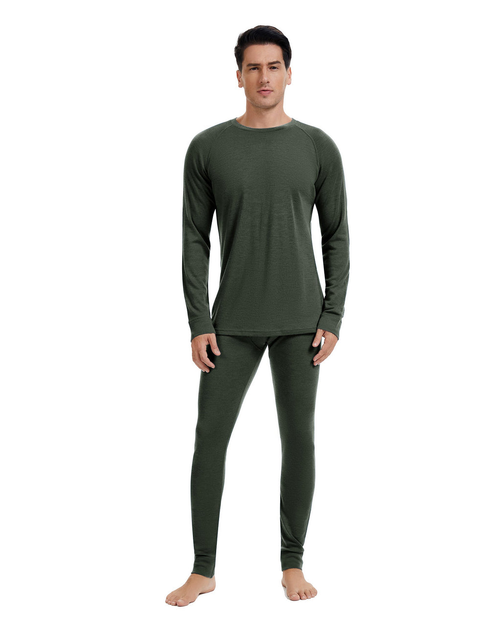 Woolcano Men’s 260 Merino Wool Base Layer Set Midweight Thermal Underwear Set