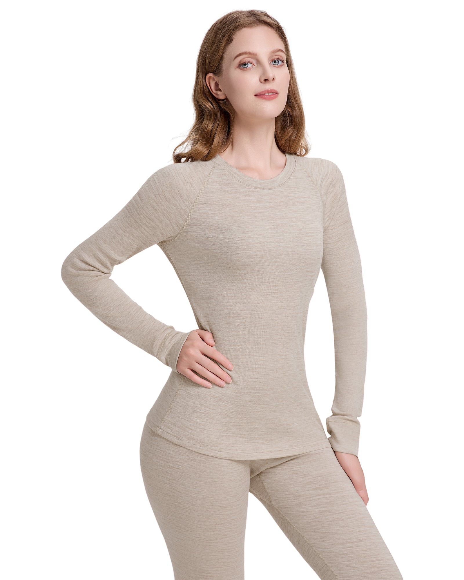 Woolcano Women's 260 Merino Wool Base Layer Shirt Midweight Thermal Underwear Top