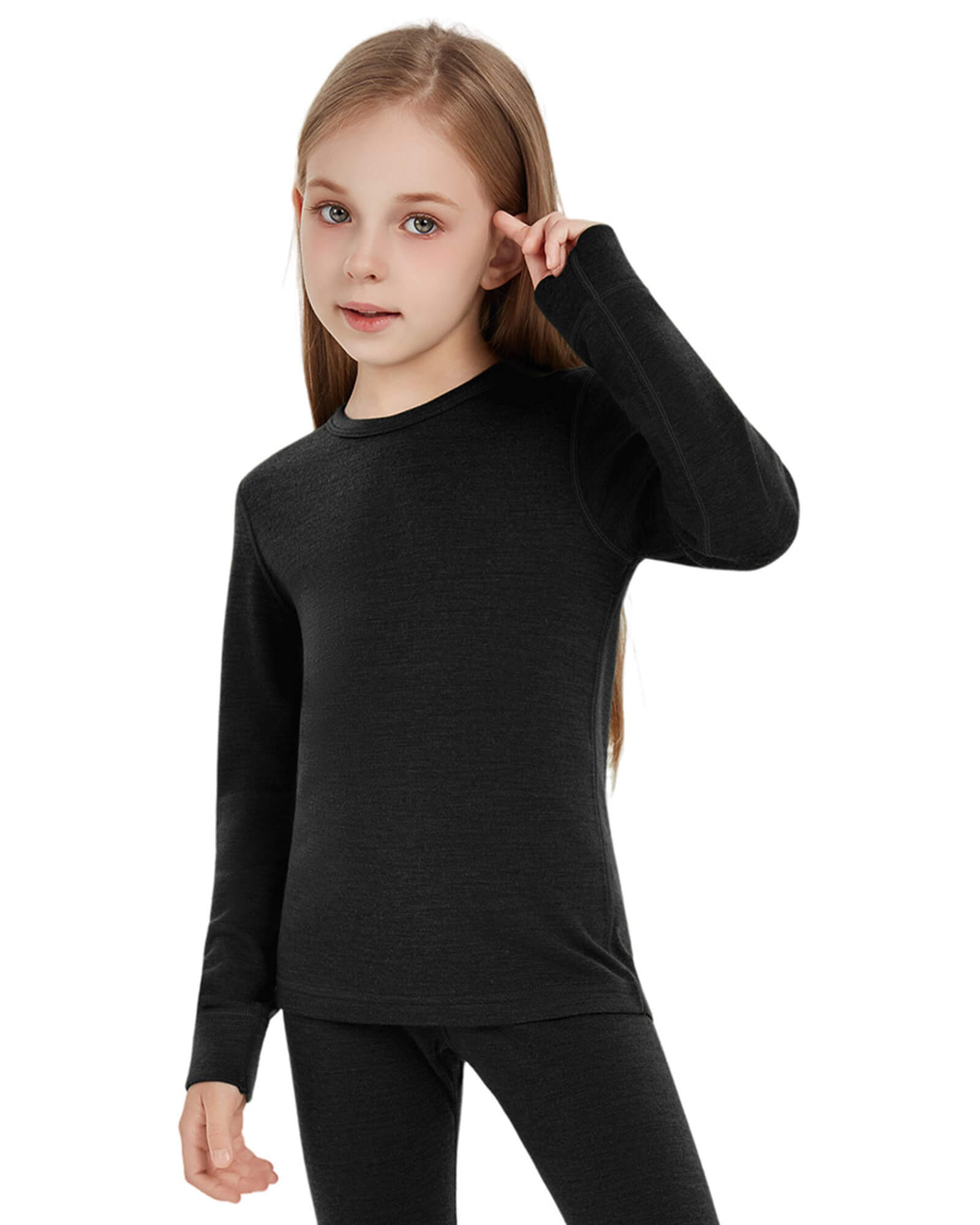 Woolcano Kid's 260 Merino Wool Unisex Base Layer Shirt Midweight Thermal Underwear Top