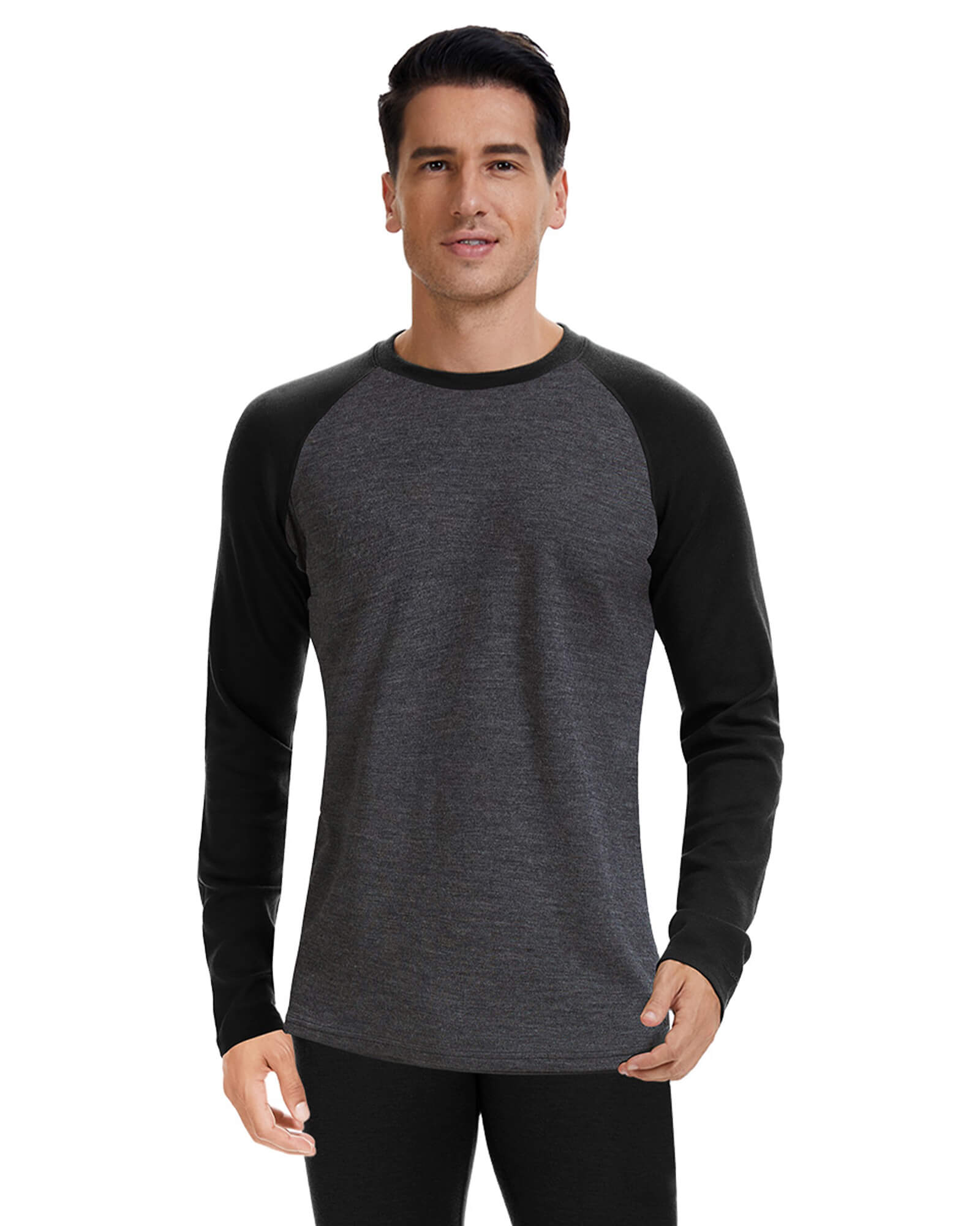 Woolcano Men’s 260 Merino Wool Base Layer Top Midweight Thermal Underwear Shirt