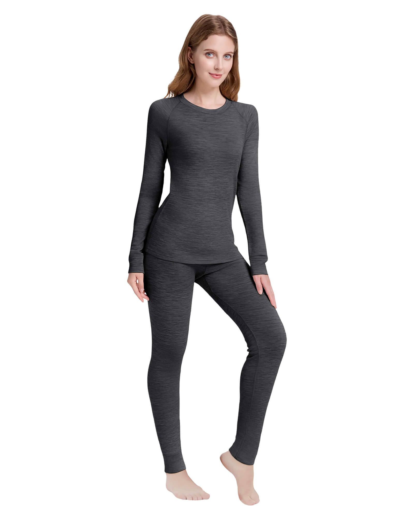 Woolcano Women's 260 Merino Wool Base Layer Set Midweight Thermal Underwear Set