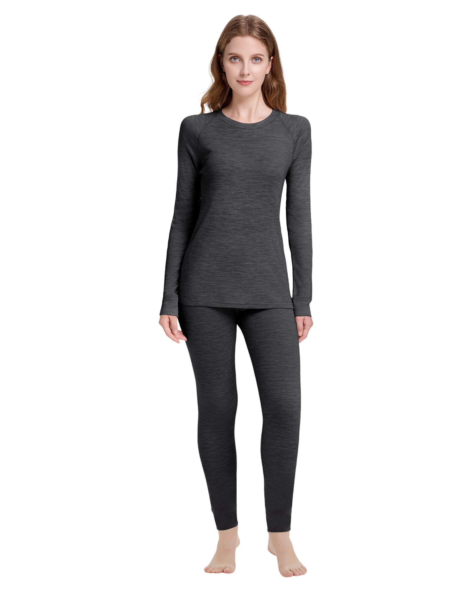 Woolcano Women's 190 Merino Wool Base Layer Set Lightweight Thermal Underwear Set