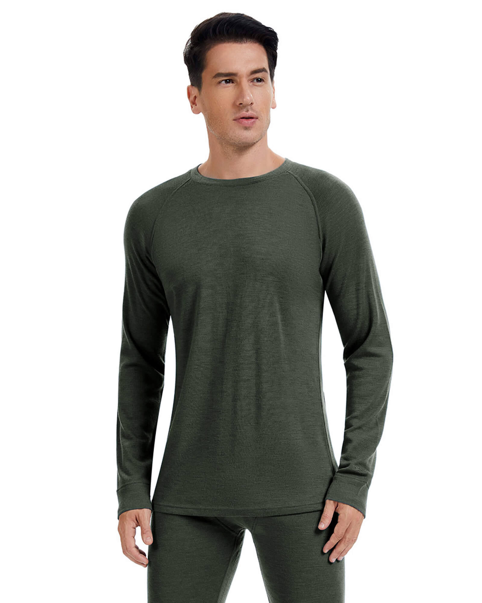 Woolcano Men’s 190 Merino Wool Base Layer Shirt Lightweight Thermal Underwear Top