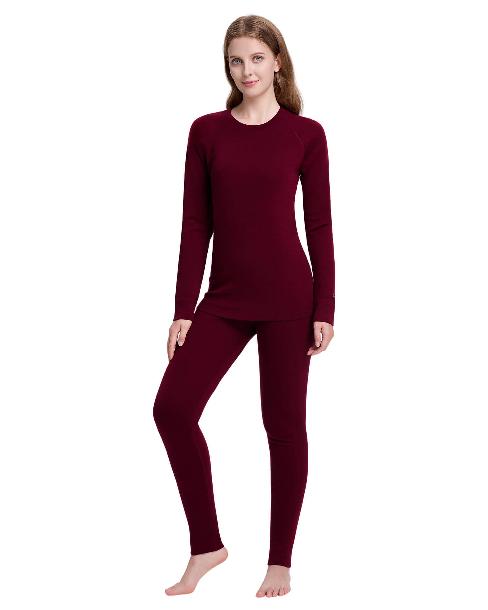 Woolcano Women's 190 Merino Wool Base Layer Set Lightweight Thermal Underwear Set