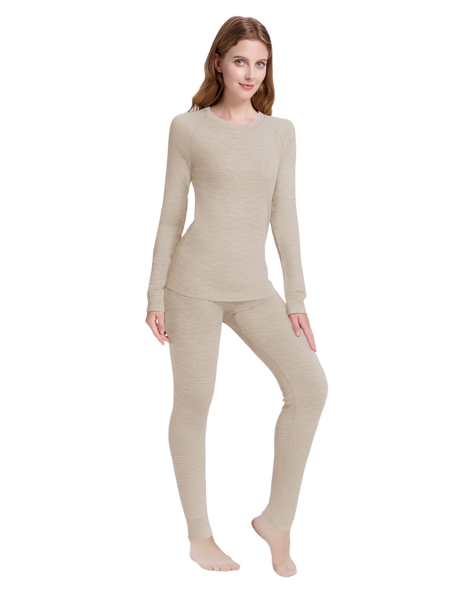 Woolcano Women's 260 Merino Wool Base Layer Set Midweight Thermal Underwear Set