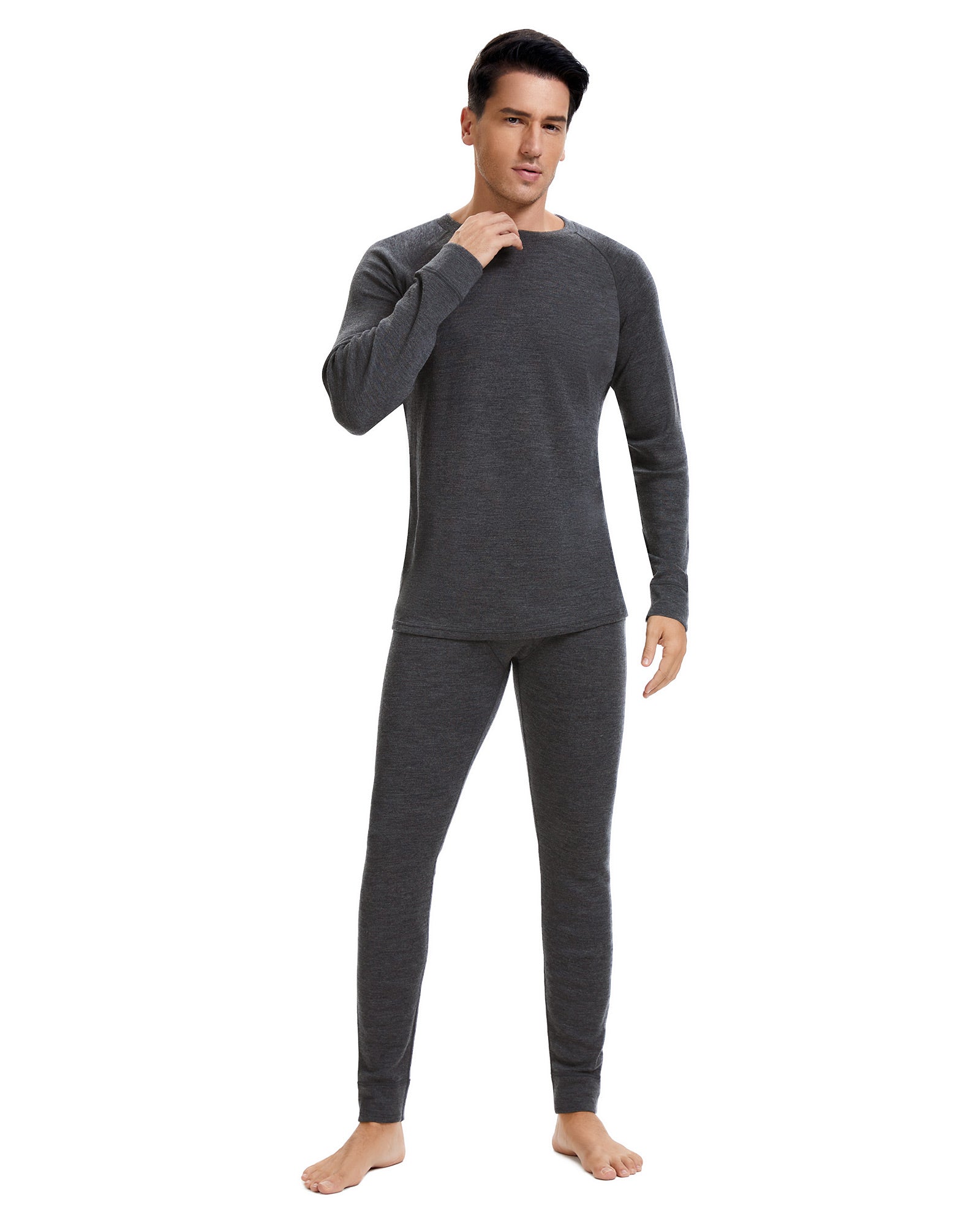 Woolcano Men’s 190 Merino Wool Base Layer Set Lightweight Thermal Underwear Set