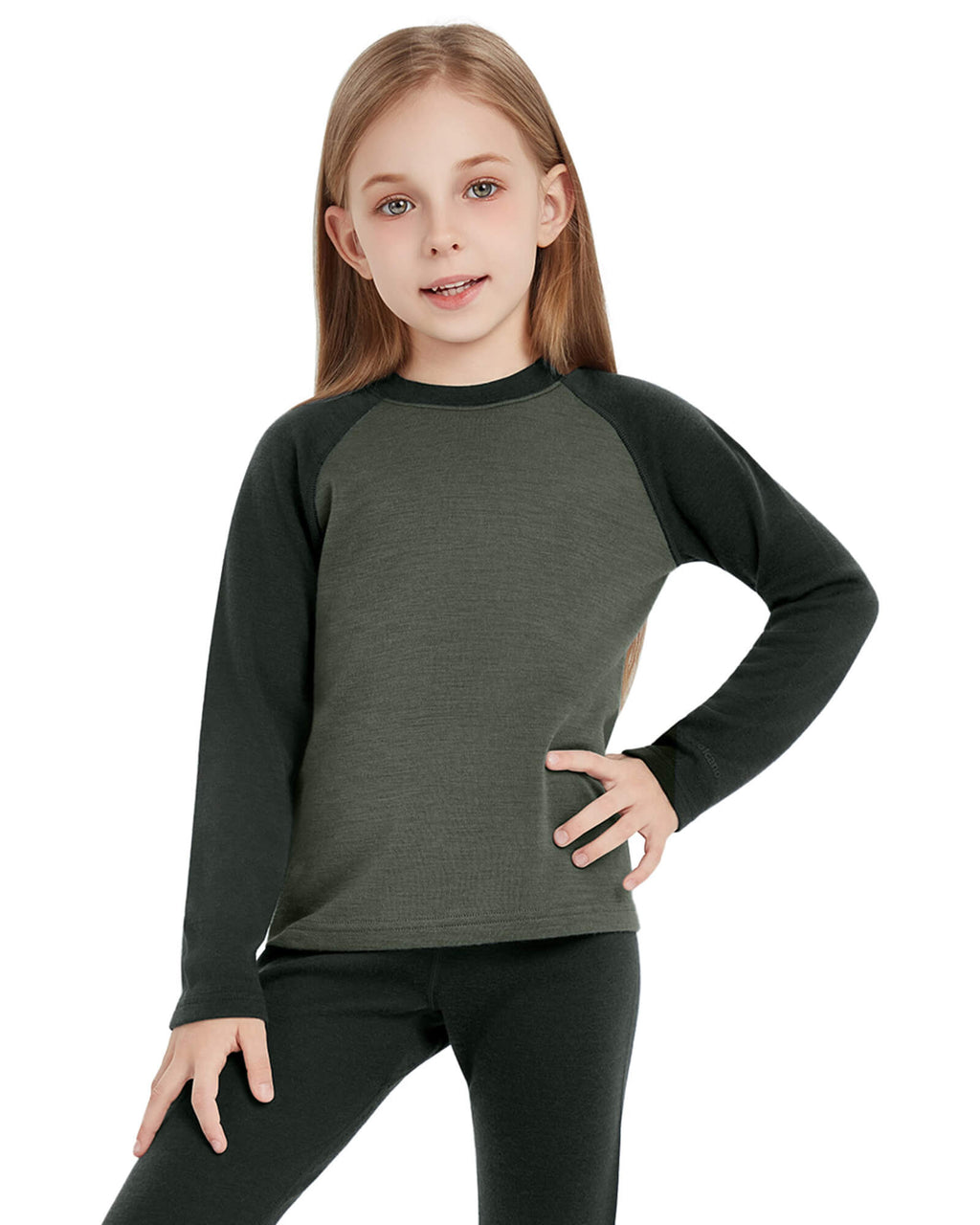 Woolcano Kid's 260 Merino Wool Unisex Base Layer Shirt Midweight Thermal Underwear Top
