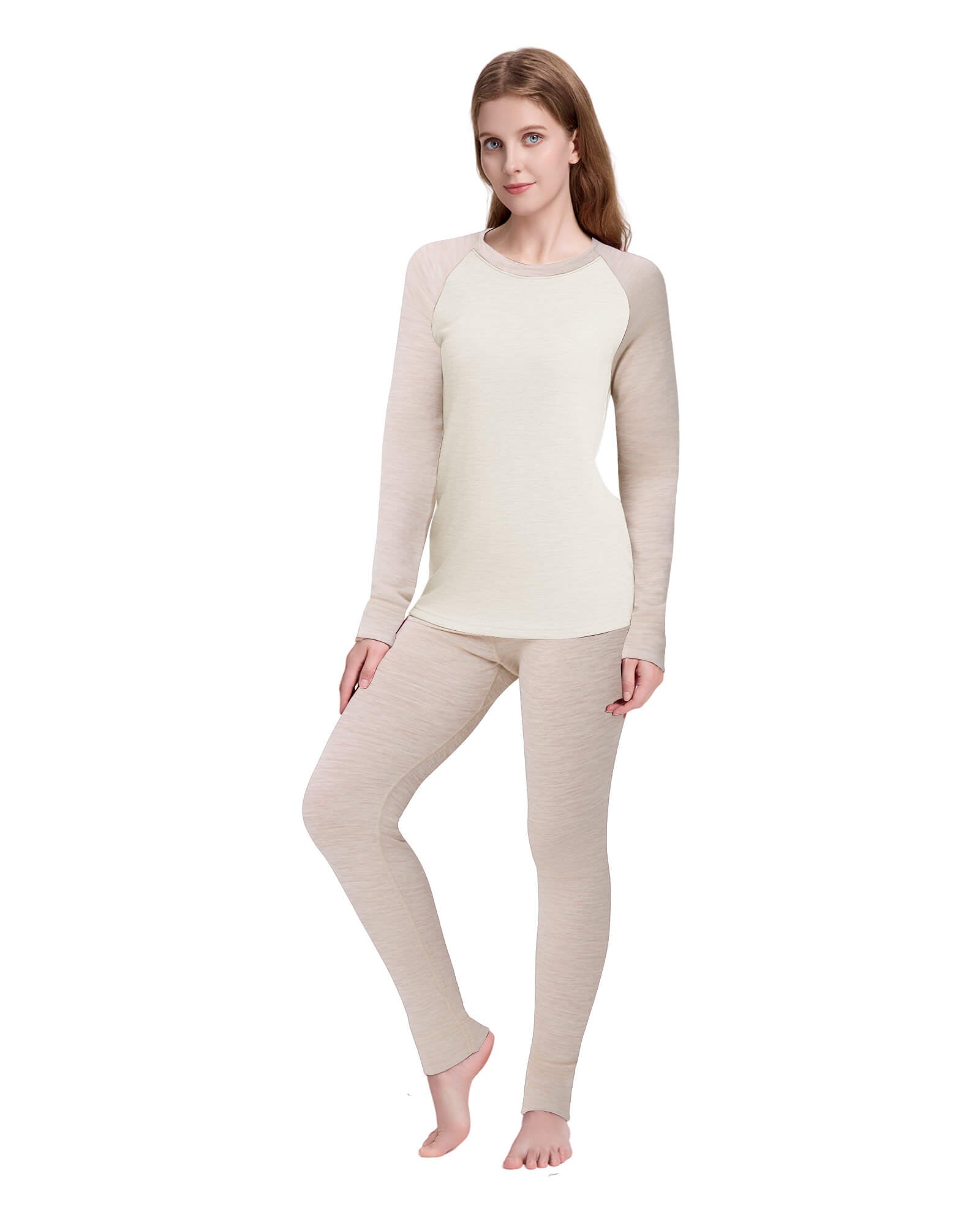 Woolcano Women's 260 Merino Wool Base Layer Set Midweight Thermal Underwear Set