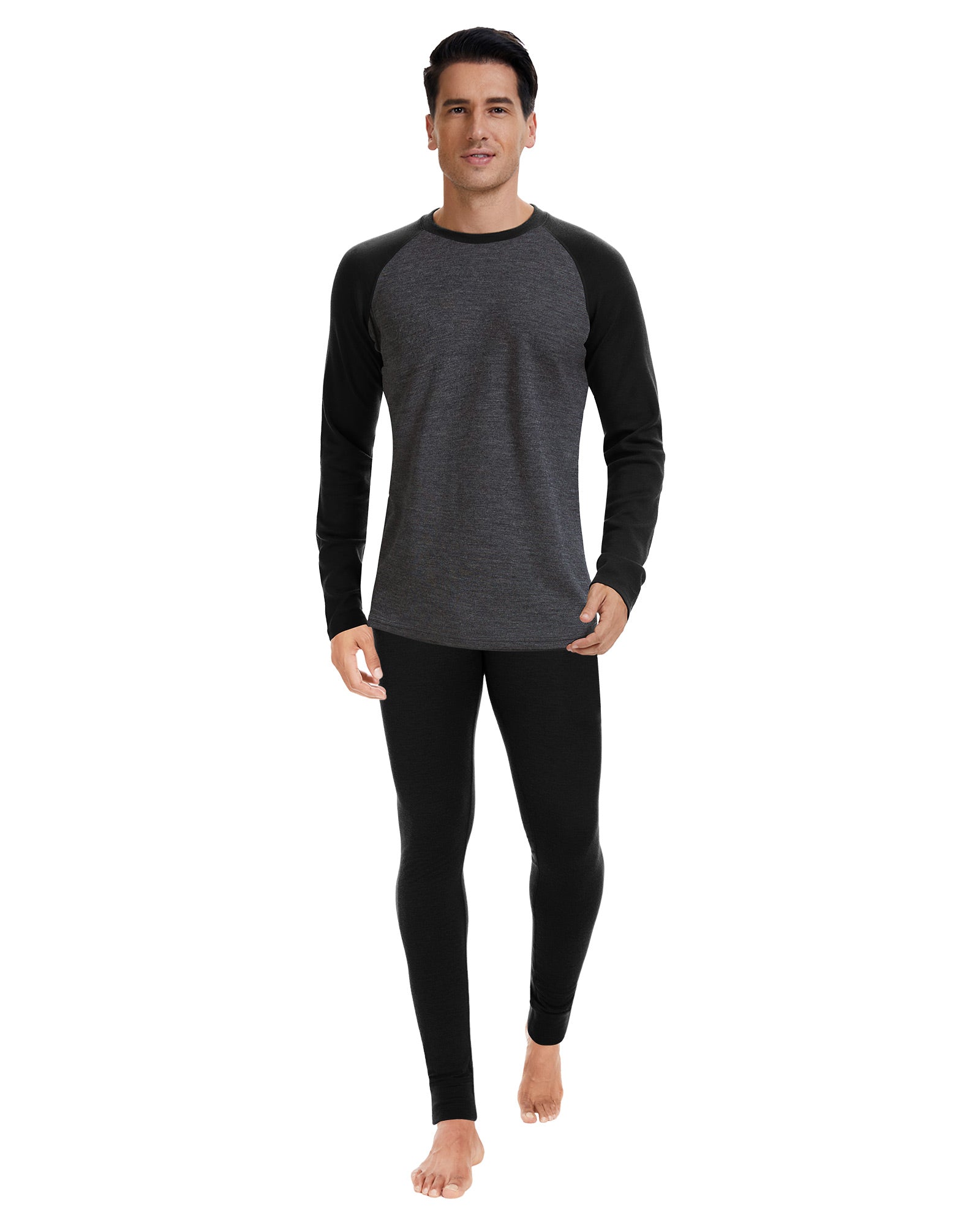 Woolcano Men’s 260 Merino Wool Base Layer Set Midweight Thermal Underwear Set