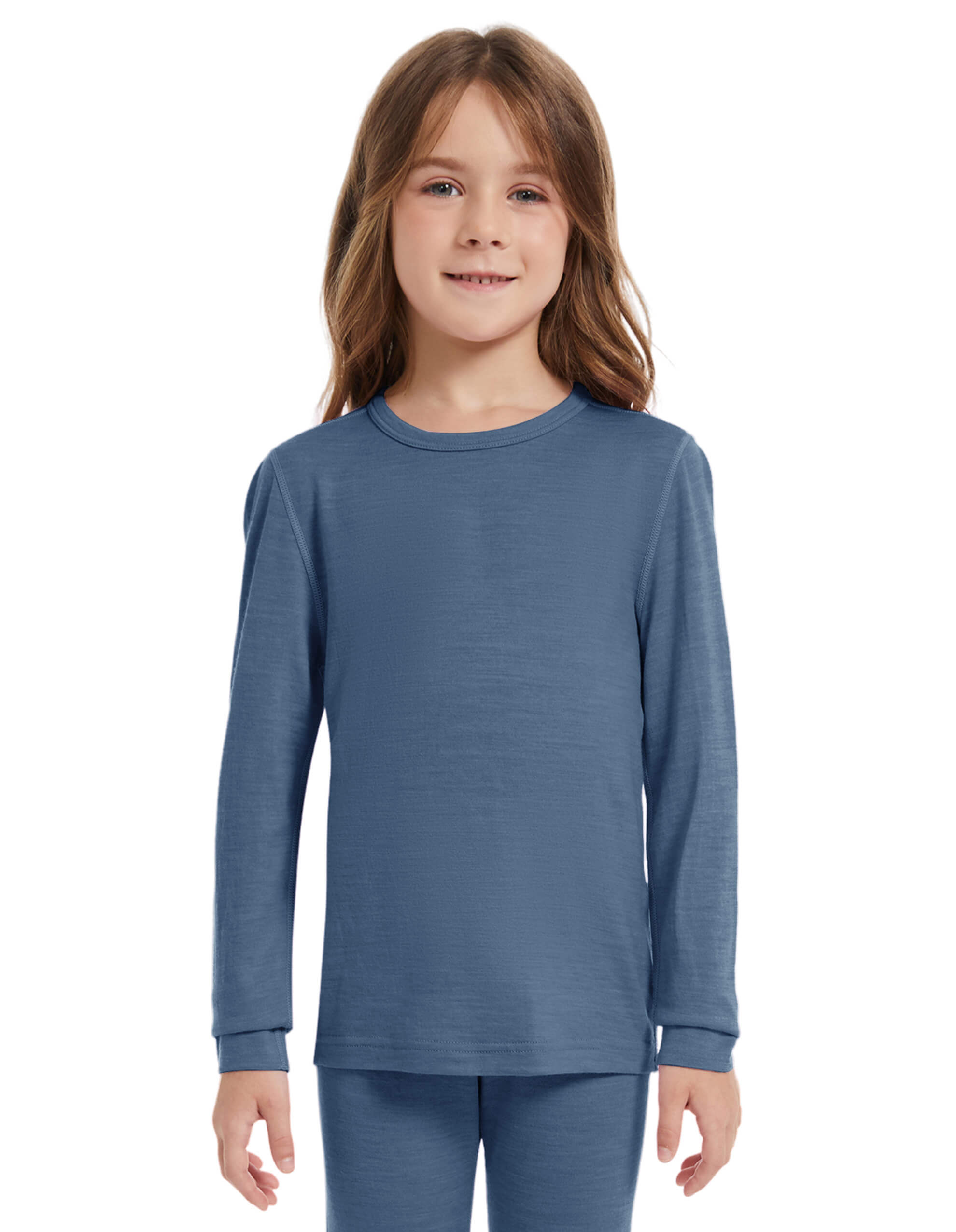 Woolcano Kid's 190 Merino Wool Unisex Base Layer Shirt Lightweight Thermal Underwear Top