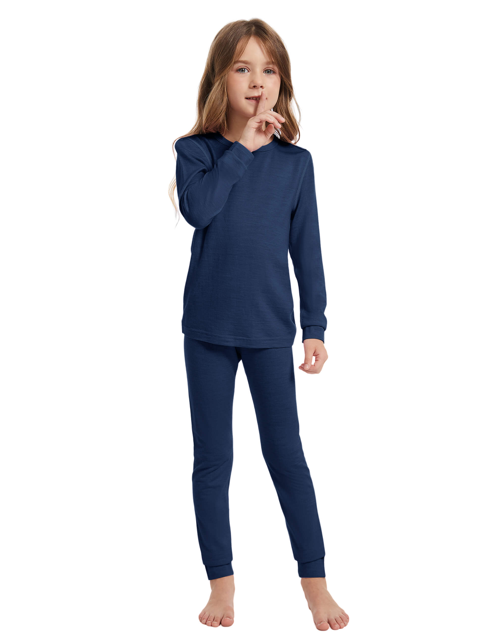 Woolcano Kids' 190 Merino Wool Unisex Base Layer Set Lightweight Thermal Underwear Set