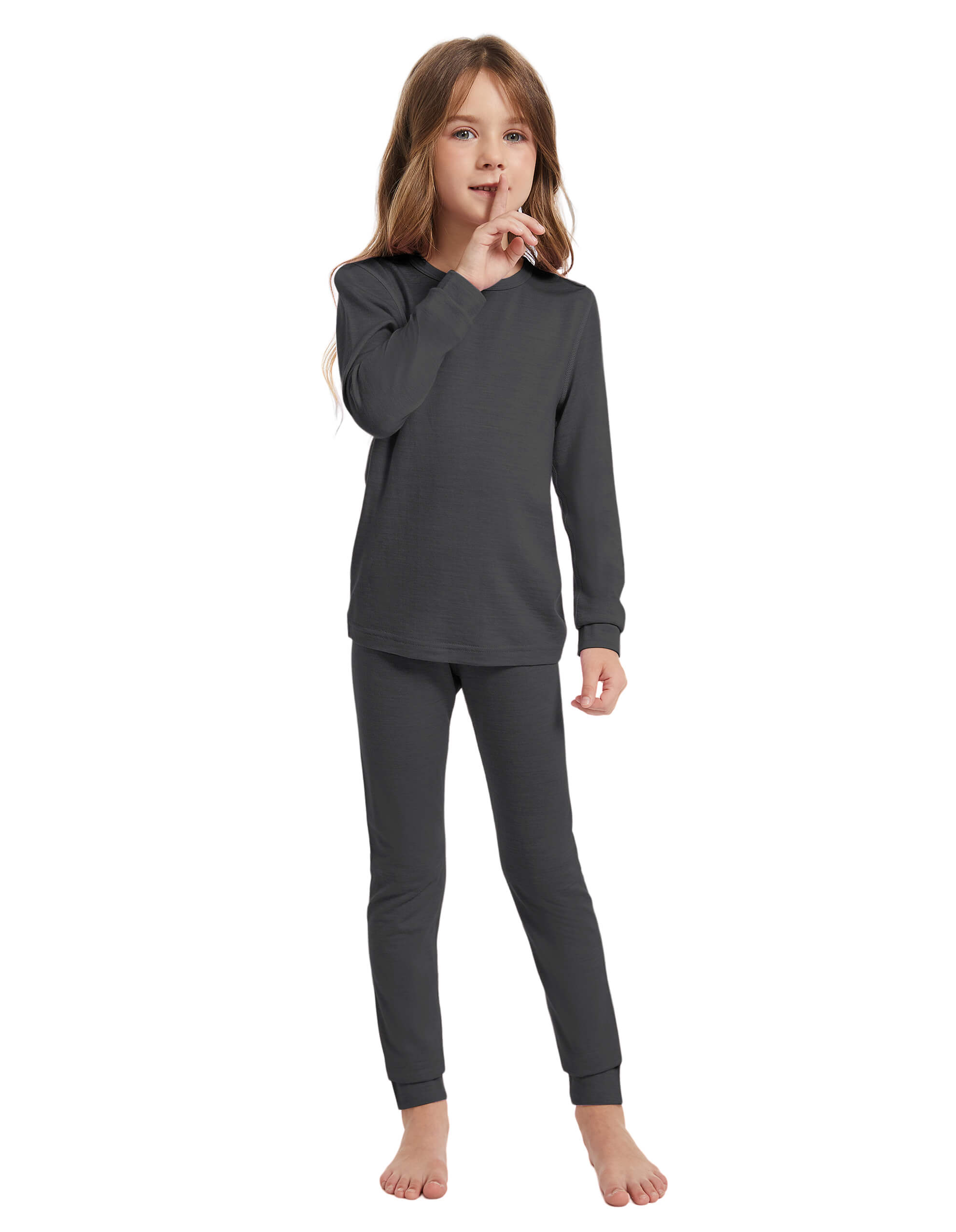 Woolcano Kids' 190 Merino Wool Unisex Base Layer Set Lightweight Thermal Underwear Set