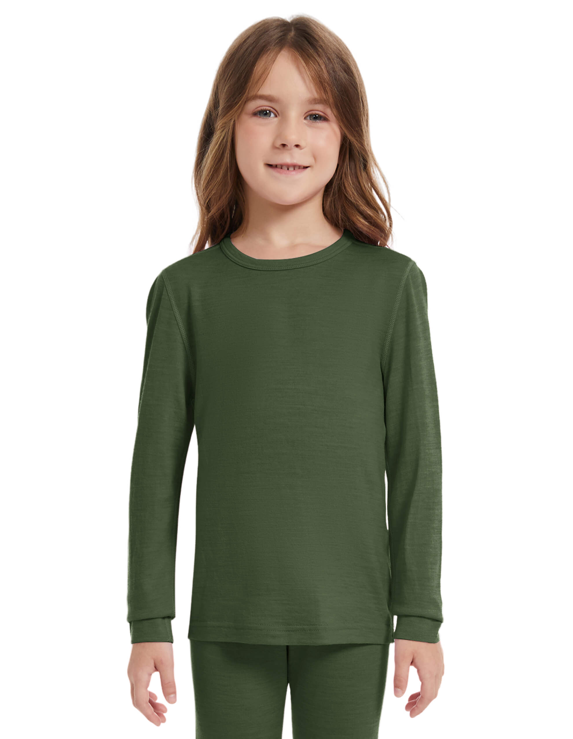 Woolcano Kid's 190 Merino Wool Unisex Base Layer Shirt Lightweight Thermal Underwear Top