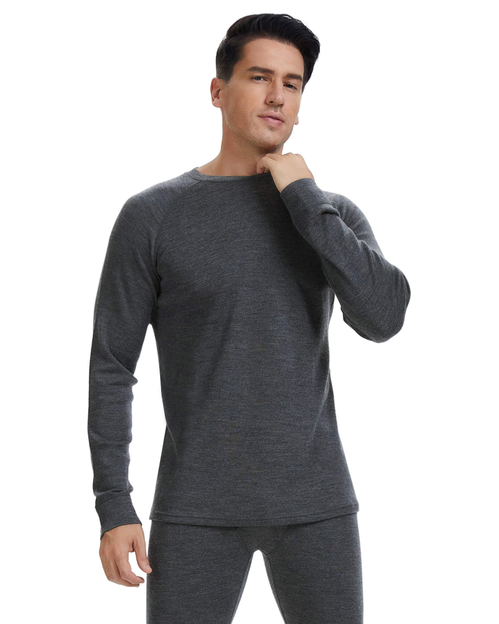 Woolcano Men’s 260 Merino Wool Base Layer Top Midweight Thermal Underwear Shirt