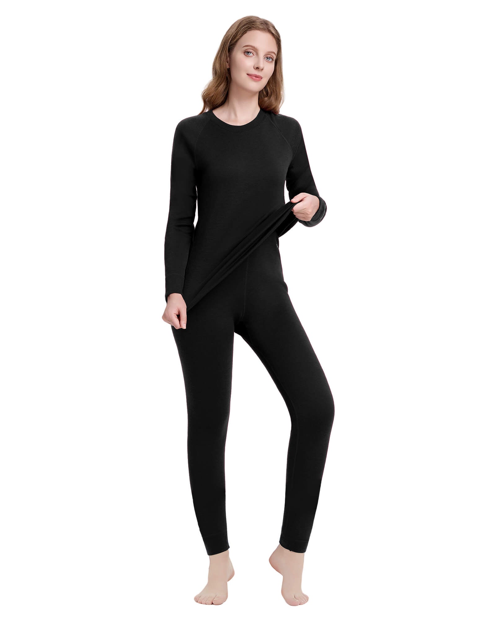 Woolcano Women's 260 Merino Wool Base Layer Set Midweight Thermal Underwear Set
