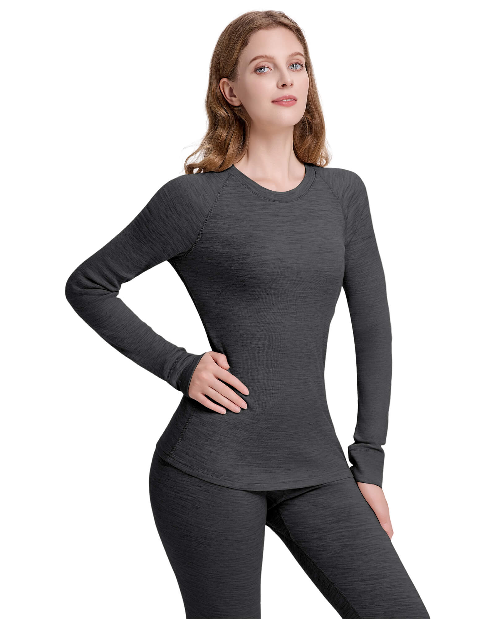 Woolcano Women's 260 Merino Wool Base Layer Shirt Midweight Thermal Underwear Top
