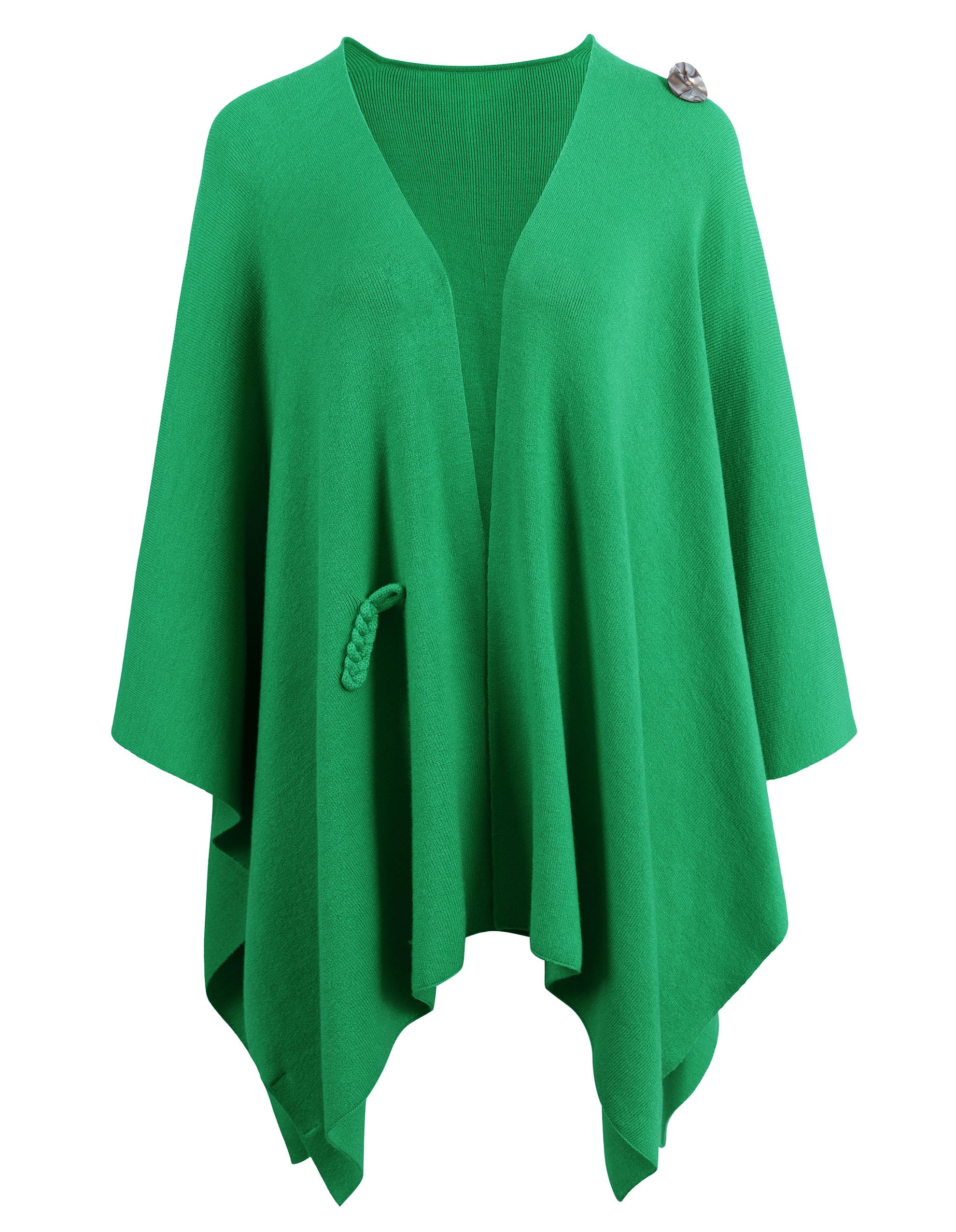 PULI Women's Large Cross Front Poncho Sweater Wrap Topper Knitted Elegant Shawls Cape for Fall Winter