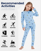 Woolcano Kid's 190g Merino Wool Unisex Base Layer Set Lightweight Thermal Underwear