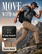 PULI Men's Hiking Pants 4-Way Stretch Quick Dry Water Resistant Lightweight