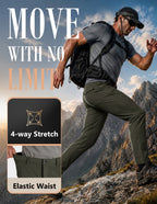 PULI Men's Hiking Pants 4-Way Stretch Quick Dry Water Resistant Lightweight