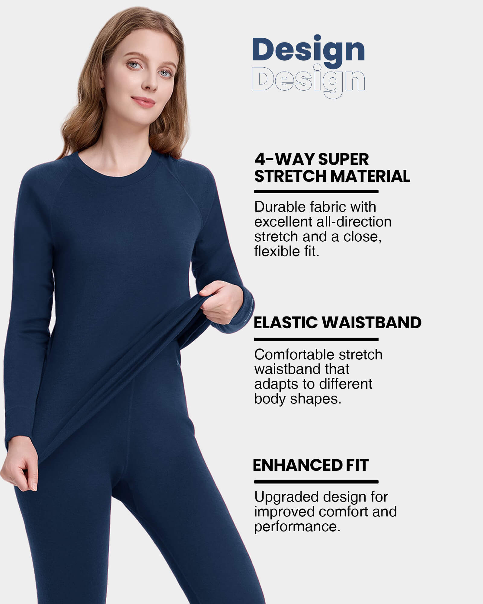 Woolcano Women's 190 Merino Wool Base Layer Shirt Lightweight Thermal Underwear Top