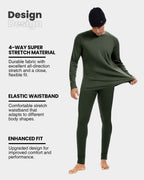 Woolcano Men’s 260g Merino Wool Base Layer Set Lightweight Thermal Underwear
