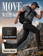 PULI Men's Hiking Pants 4-Way Stretch Quick Dry Water Resistant Lightweight