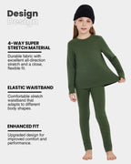 Woolcano Kid's 190g Merino Wool Unisex Base Layer Set Lightweight Thermal Underwear