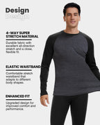 Woolcano Men’s 260g Merino Wool Base Layer Top Lightweight Thermal Underwear Shirt