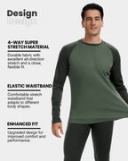 Woolcano Men’s 260g Merino Wool Base Layer Top Lightweight Thermal Underwear Shirt
